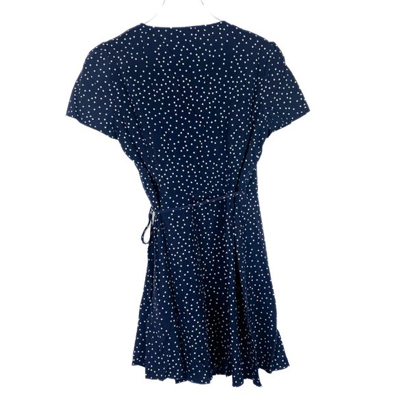NWT Cooper St Printed Short Sleeve Wrap Mini Dress Navy Polka Dots Size Small S - Picture 10 of 13